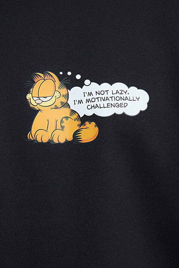 Siyah Garfield Orijinal Lisanslı Baskılı Regular/Normal Kesim Sweatshirt TMNAW21SW0569 - 4