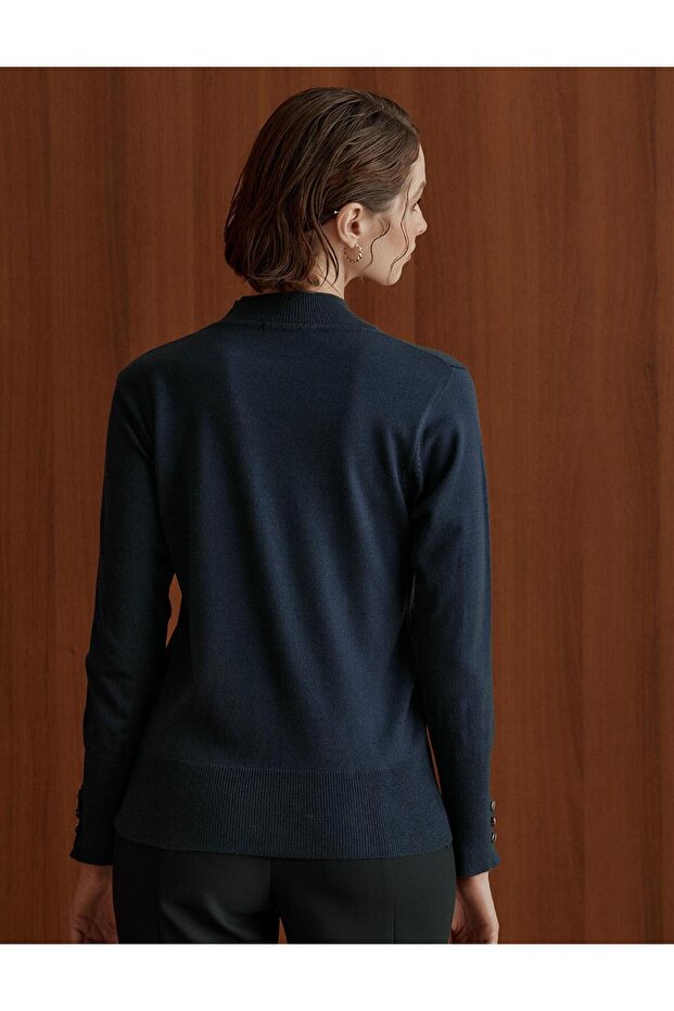 Basic Triko Bluz Indigo - 7