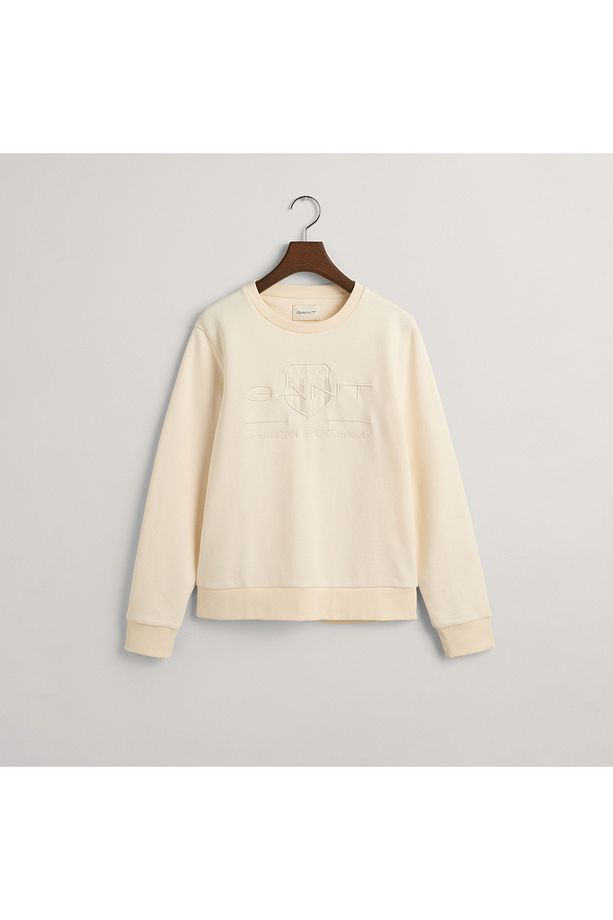 Kadın Bej Regular Fit Bisiklet Yaka Logolu Sweatshirt - 3