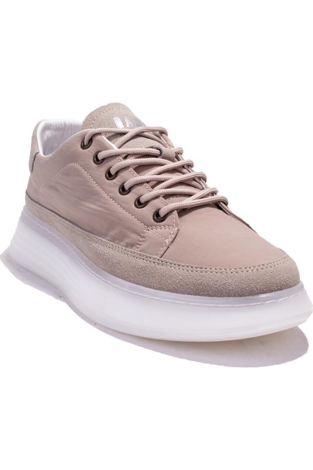 Beige Men's Thick Canvas Daily Parachute Fabric Memory Orthopedic Sole Walking Sports Shoes