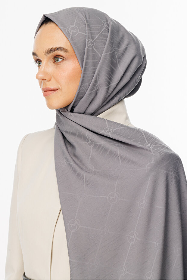 Gray Moon Is Pattern Jacquard Shawl - 6