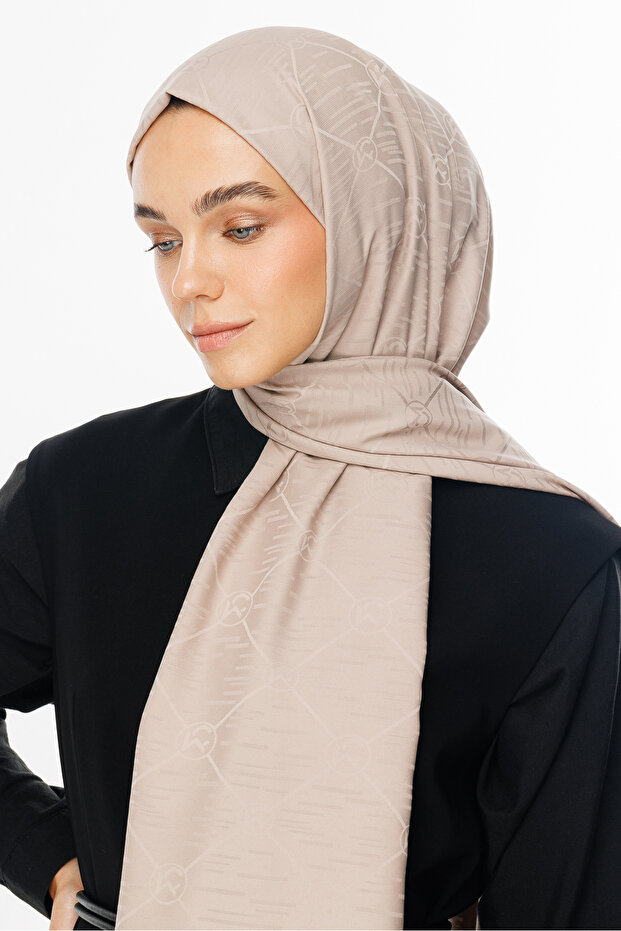 Bej Moon Is Pattern Jacquard Şal - 3