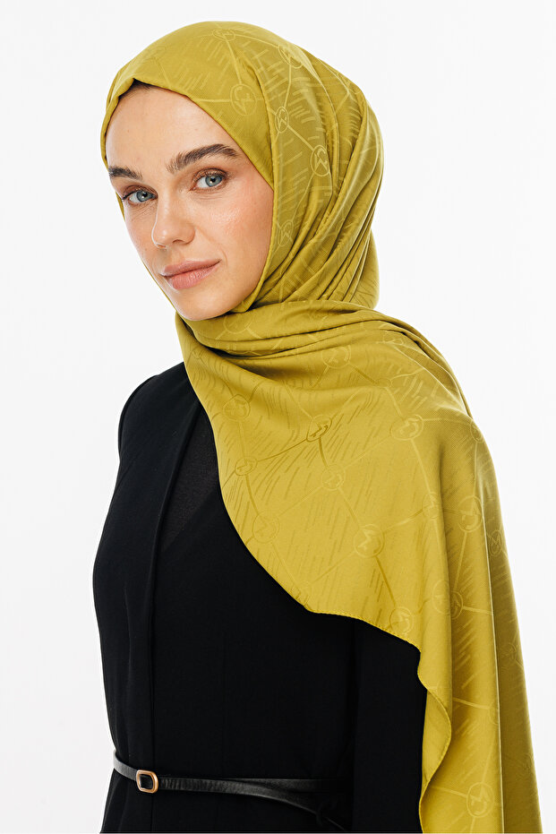 Oliv Green Moon Is Pattern Jacquard Shawl