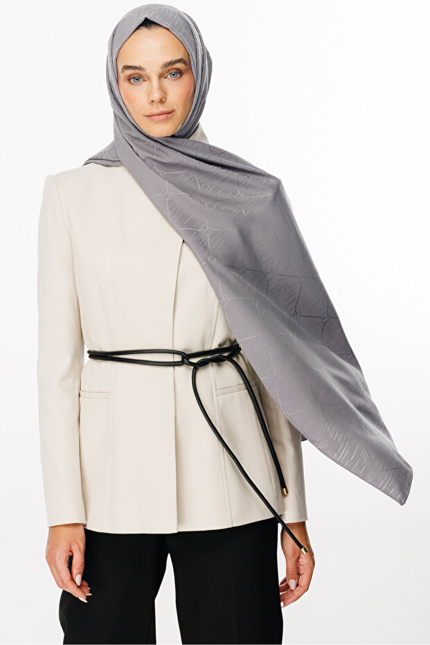 Gray Moon Is Pattern Jacquard Shawl - 5