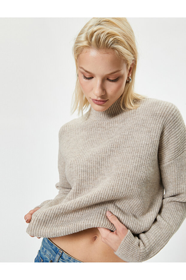 Basic Stand Collar Oversize Sweater