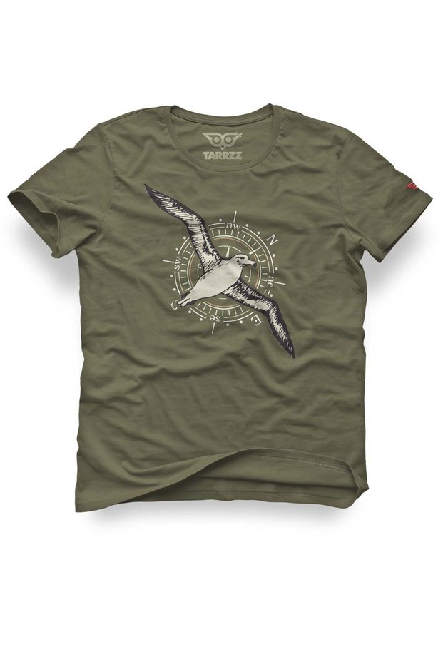Albatross Design T-Shirt – Unisex 100% Cotton Khaki Green Regular Outdoor Men's Women's T-Shirt