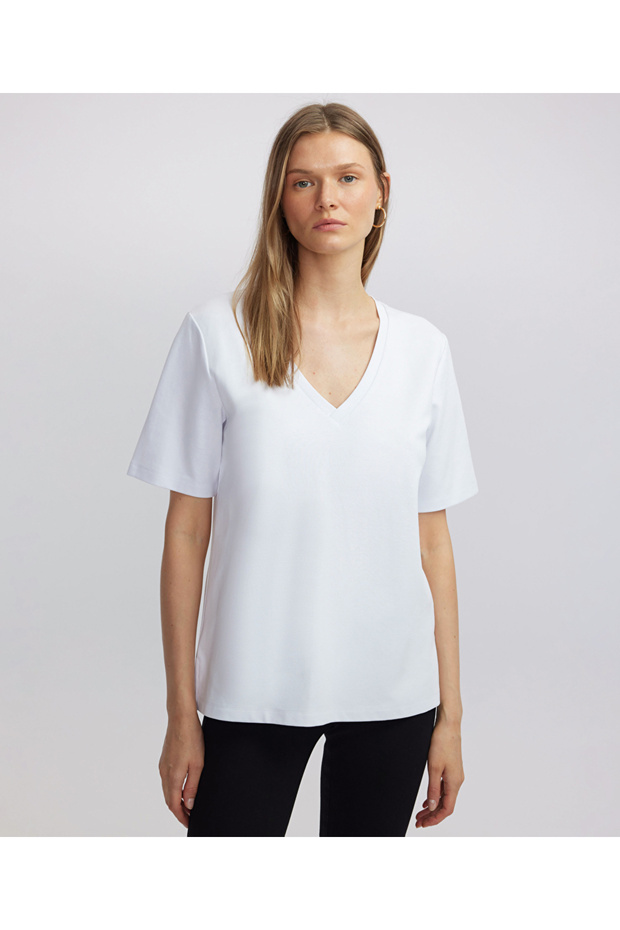 V yaka basic tişört - 1