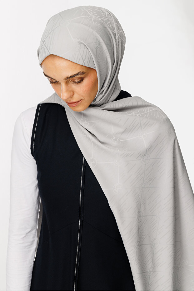 Silver Moon Is Pattern Jacquard Shawl - 7