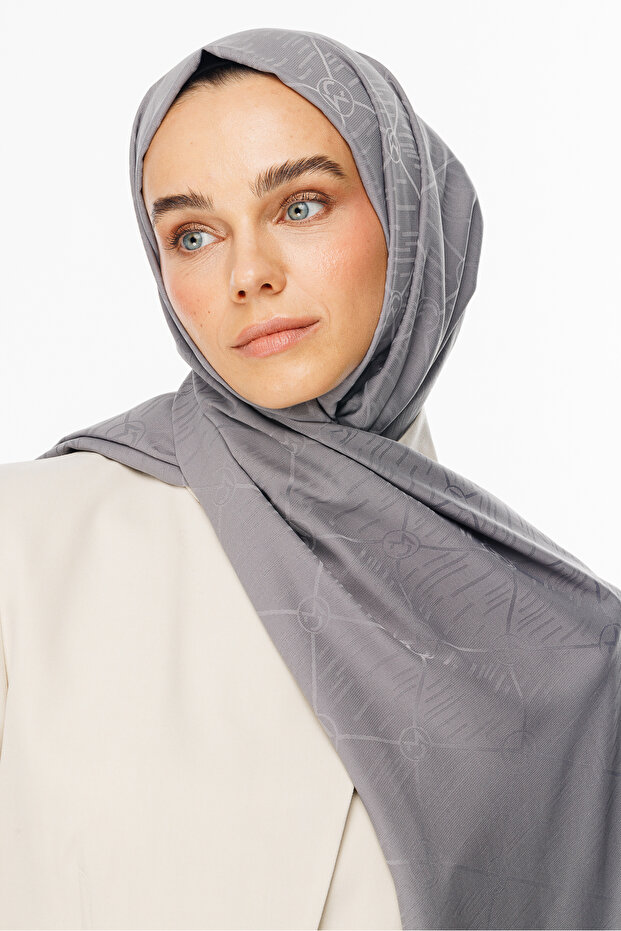 Gray Moon Is Pattern Jacquard Shawl - 1