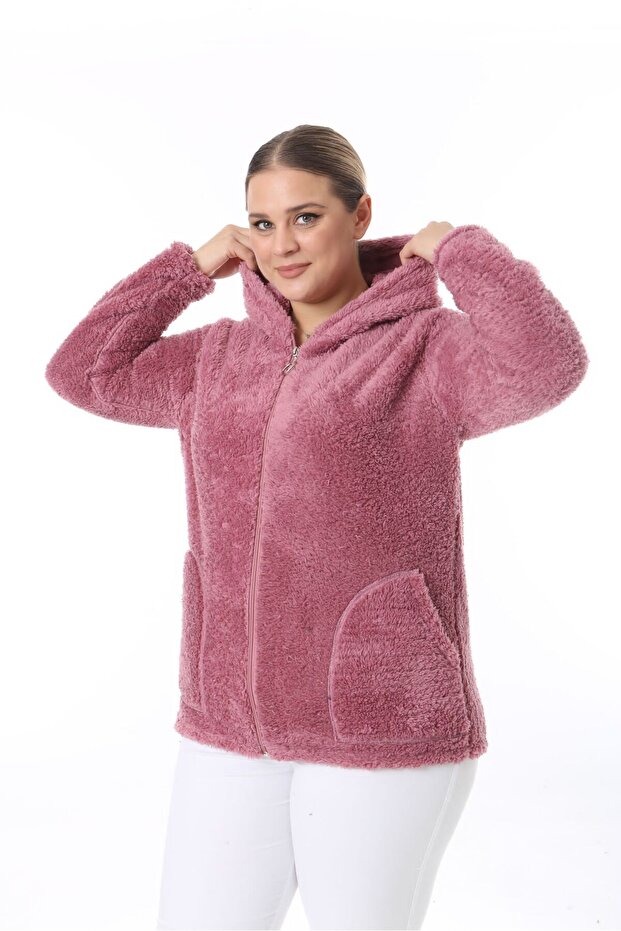 Peluş Kapüşonlu Polar - 1