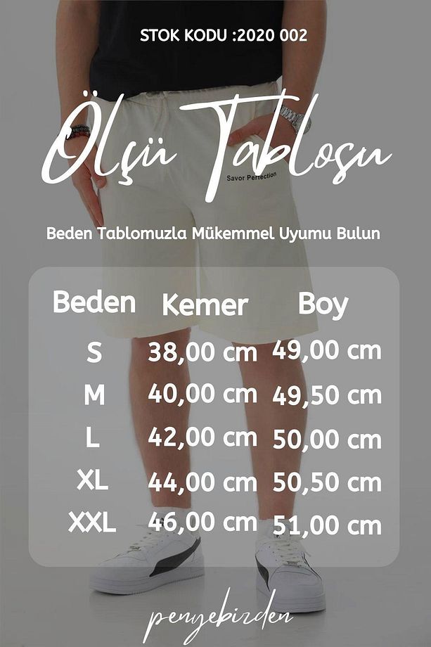 Erkek Regular Fit (NORMAL KESİM) %100 Pamuklu Şort-ekru - 6