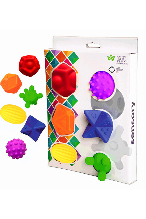 Sensory Duyusal Bebek Topları: 6'lı set her topta farklı doku ve renkler Duyusal ve zihinsel ge... - 1