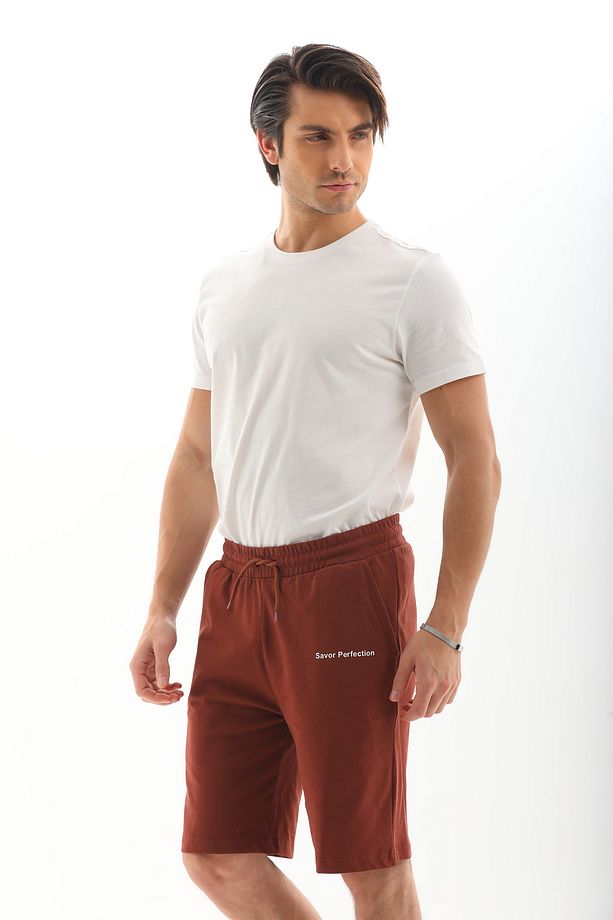 Erkek Regular Fit %100 Pamuk Şort-Kahve - 9