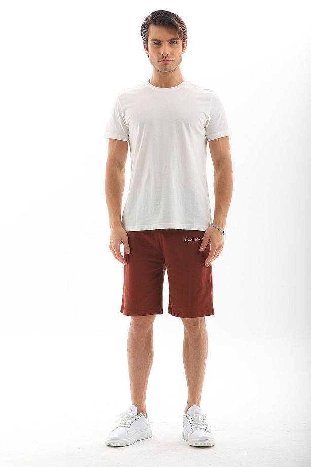 Erkek Regular Fit %100 Pamuk Şort-Kahve - 3