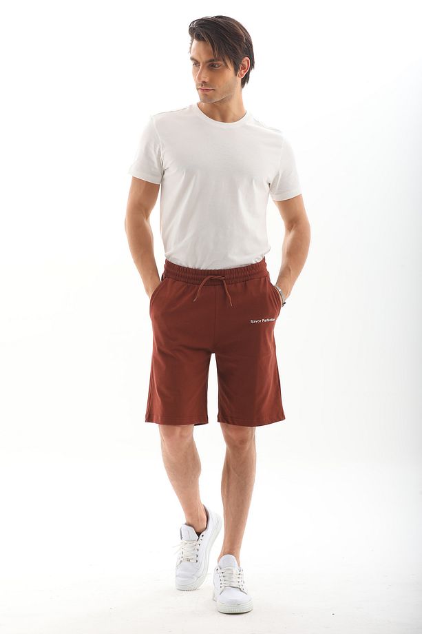 Erkek Regular Fit %100 Pamuk Şort-Kahve - 6