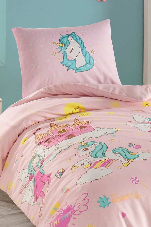 Junior Nevresim Seti Tek Kişilik Unicorn Dreams Pembe - 2