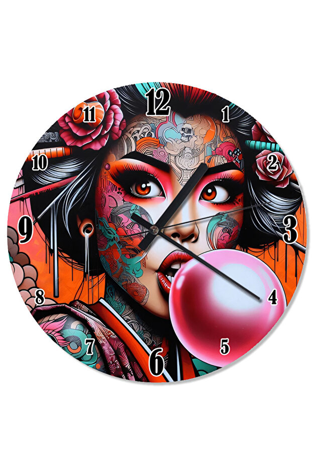 Geisha Pattern Wall Clock - 1
