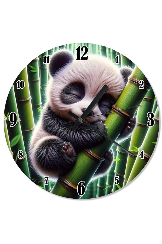 ساعة حائط صامتة من الخيزران الباندا - 1