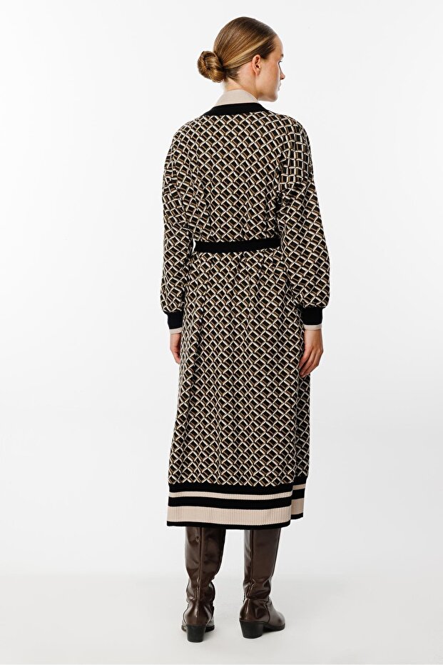 Triko Hırka Siyah Bej - 6