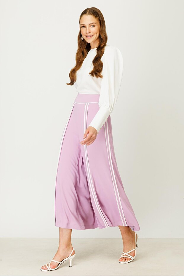 GHİSA BİYELİ PANTOLON LİLA - 3