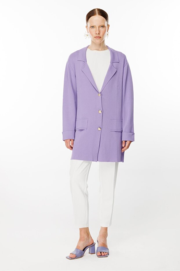 Triko Ceket LİLA - 1