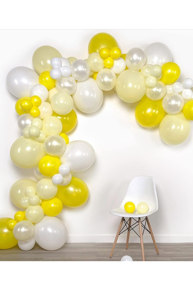 Yellow White Balloon Chain Set of 100