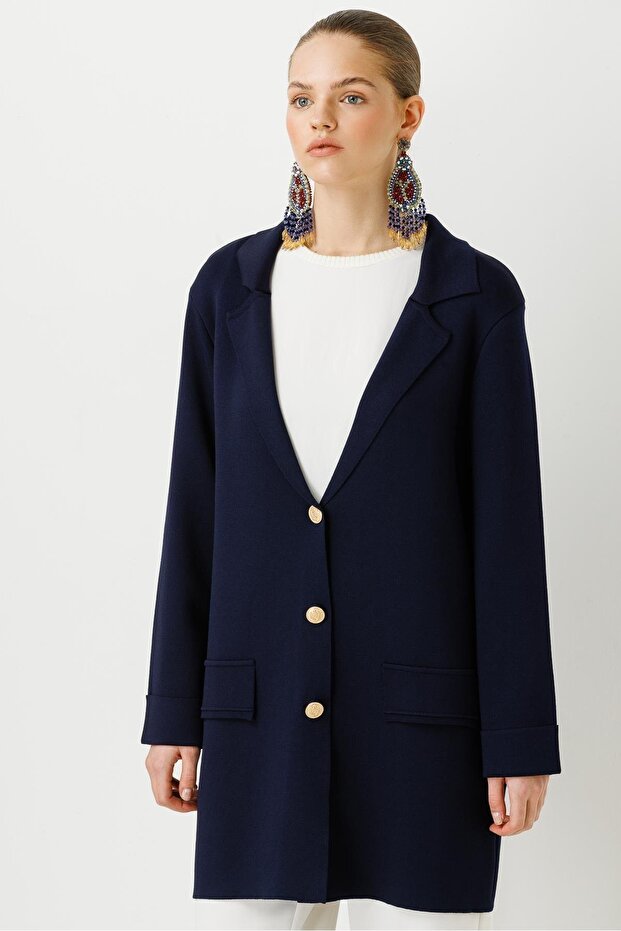 Triko Ceket Lacivert - 4