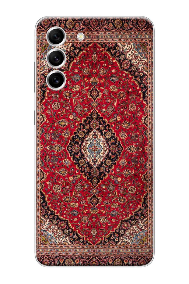 Galaxy S22 Compatible Transparent Silicone Vintage Carpet Printed Phone Case
