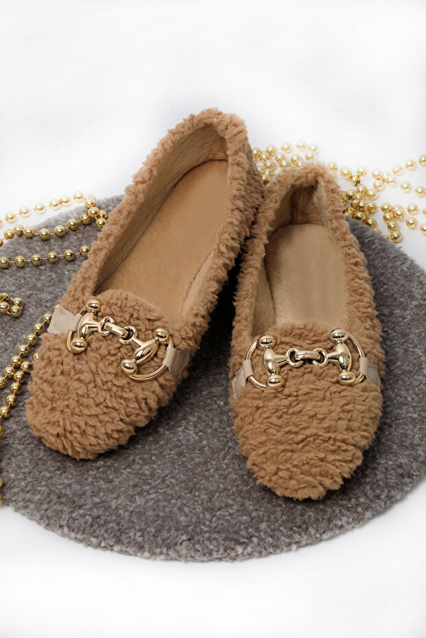 Plush Furry Chain Women's Home Shoes Ballerinas