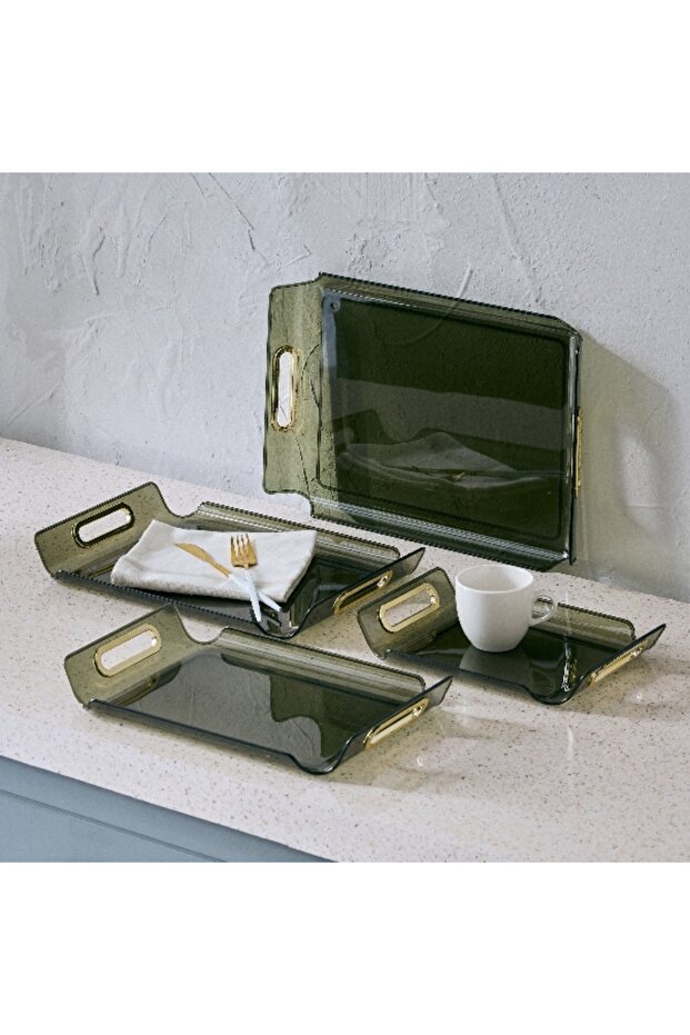 Orion 4-Piece Rectangular Tray Set with Cutout Handle - 4