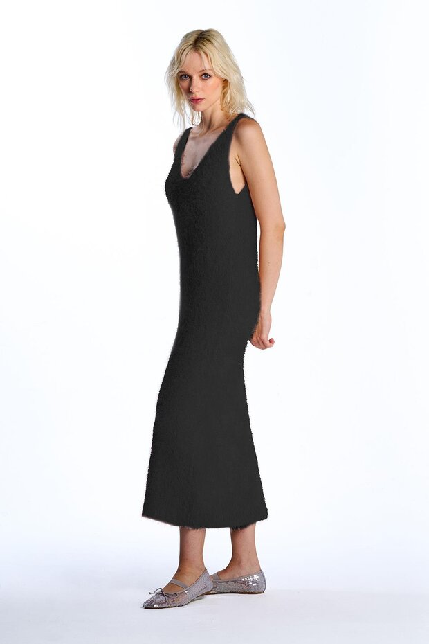 Siyah Triko Elbise - 2