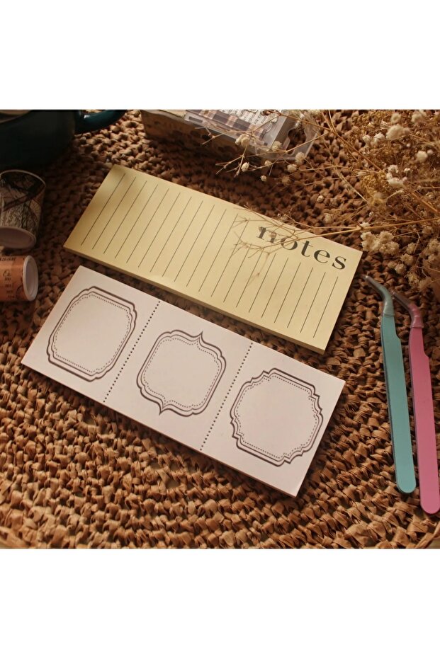 قطعتان من دفتر ملاحظات Postit ذو الطراز العتيق مع دفتر يوميات منقوش - 2