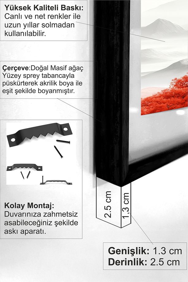 Minimalist Soyut Çiçekli Tablo 2li Set RYTA70X25D0020 - 5