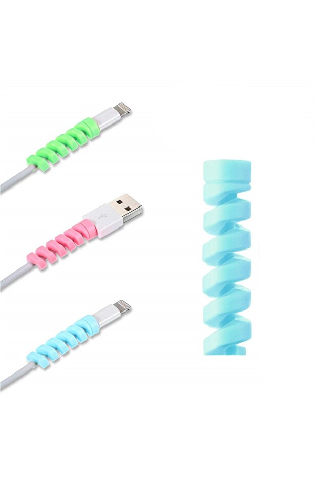 Apple, Android Şaj Kablosu Koruyucu Silikon Spiral Yay Aparat (784) - 3