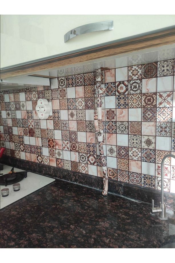 Mutfak Tezgah Arası Kendinden Yapışkanlı Folyo Kaplama Mozaik Taş Desen 60cm X 100cm - 5