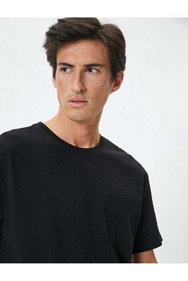 Oversize T-Shirt Pocket Detailed Crew Neck Short Sleeve Cotton