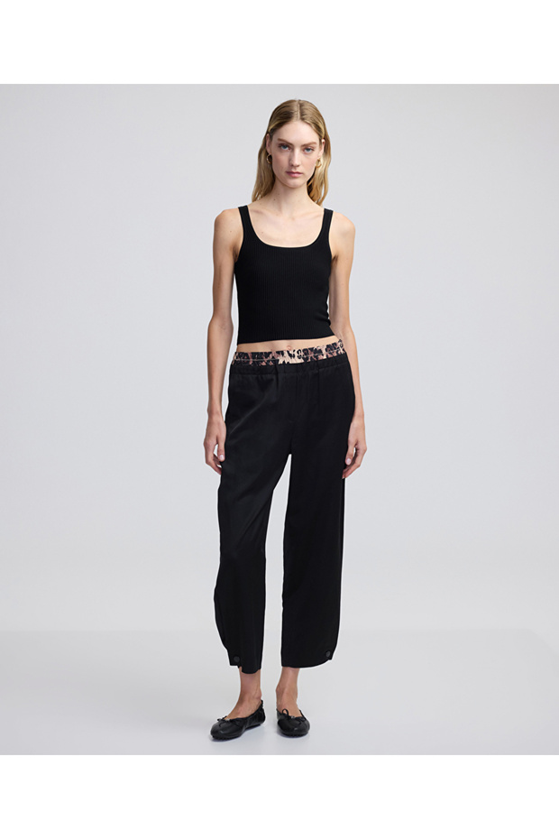 Leopard Pattern Mix Pants - 1