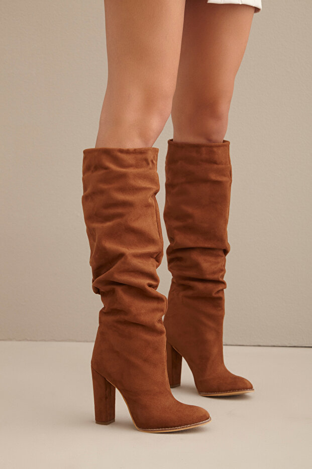 Belower Bellows Tan Suede Suede 10 cm Women's Boots, Heeled Boots
