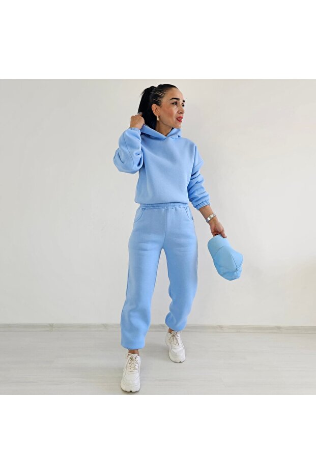 3 İp Kapşonlu Eşofman Takımı - 1