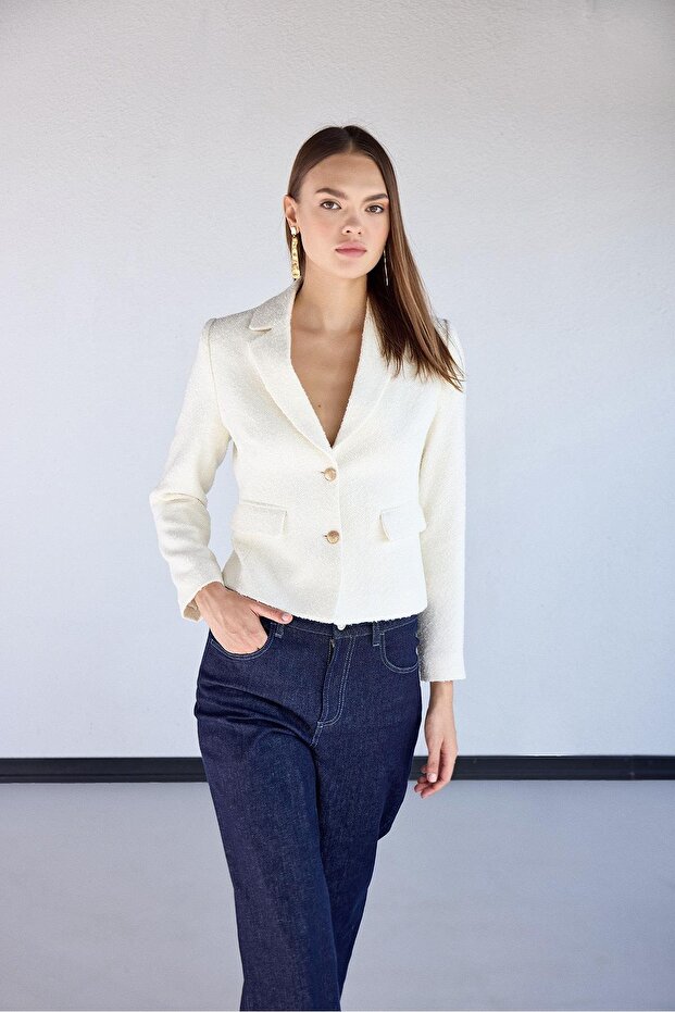 Ekru Buklet Ceket - 1