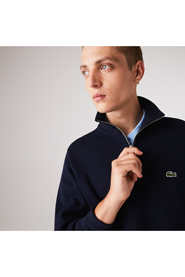 Erkek Classic Fit Yarım Fermuarlı Lacivert Sweatshirt - 5
