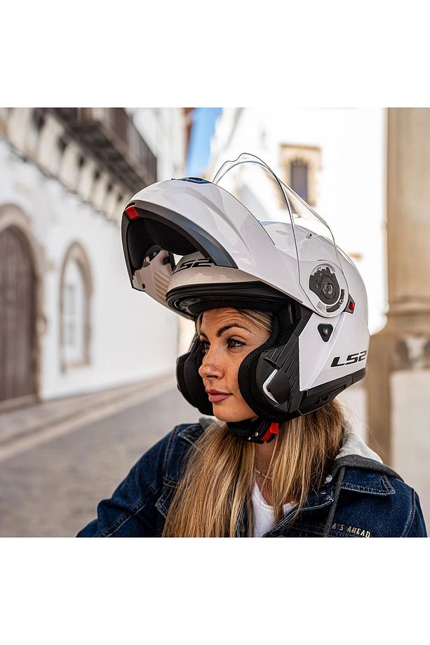 Strobe 2 Çene Açılır Beyaz Kask - 6