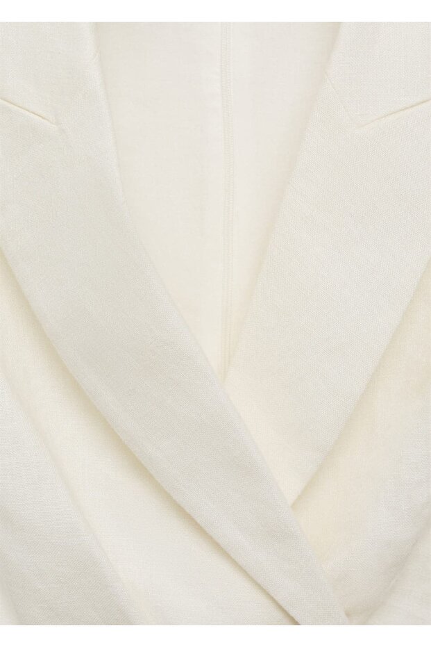 Kemerli keten elbise - 7