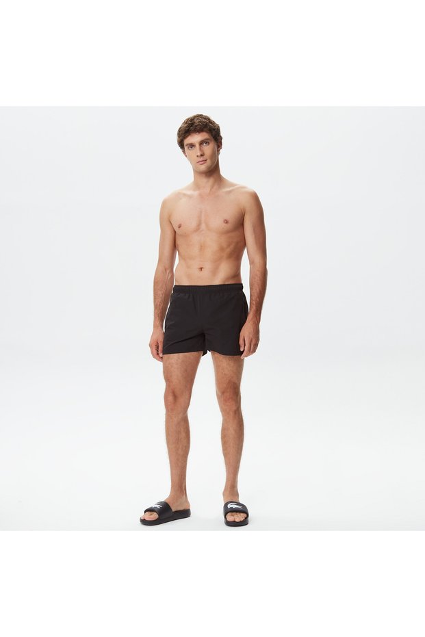 Men's Regular Fit Striped Black Swimwear Shorts