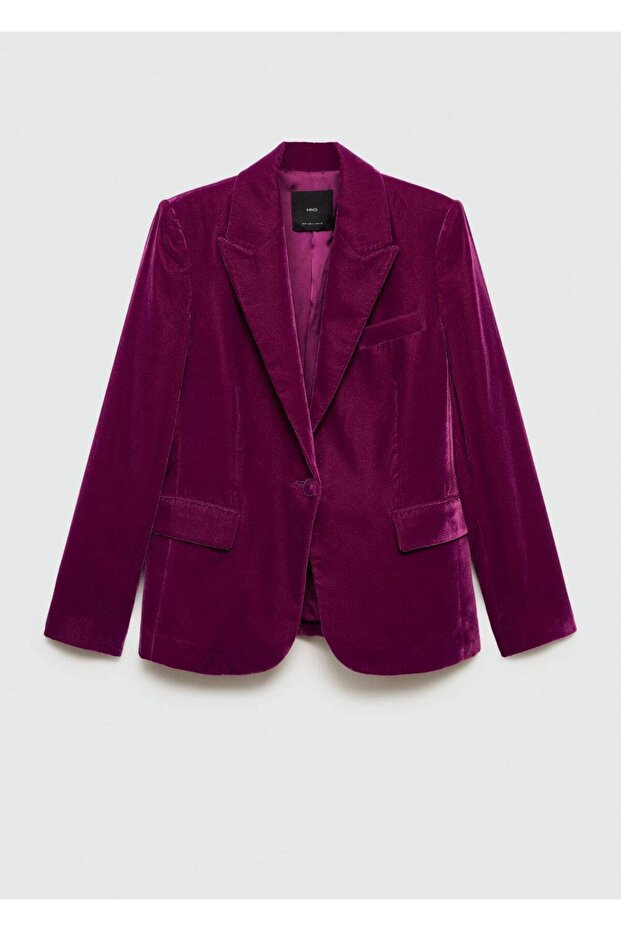 Kalıplı kadife blazer ceket - 3