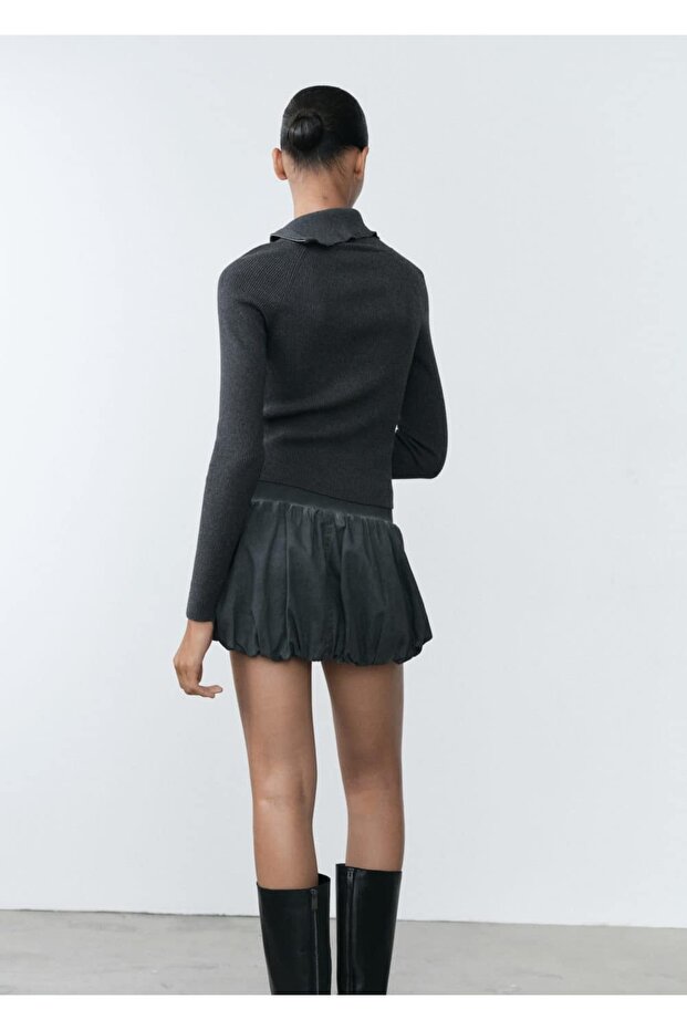 Fermuarlı balon mini etek - 3