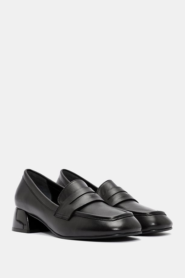 Venüs Kadın Siyah Gerçek Deri Topuklu Loafer - 4
