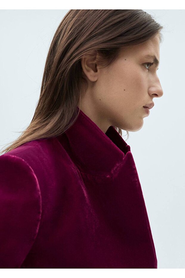 Kalıplı kadife blazer ceket - 7