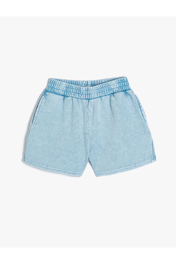 Basic Mini Şort Beli Lastikli Cepli Pamuklu - 1