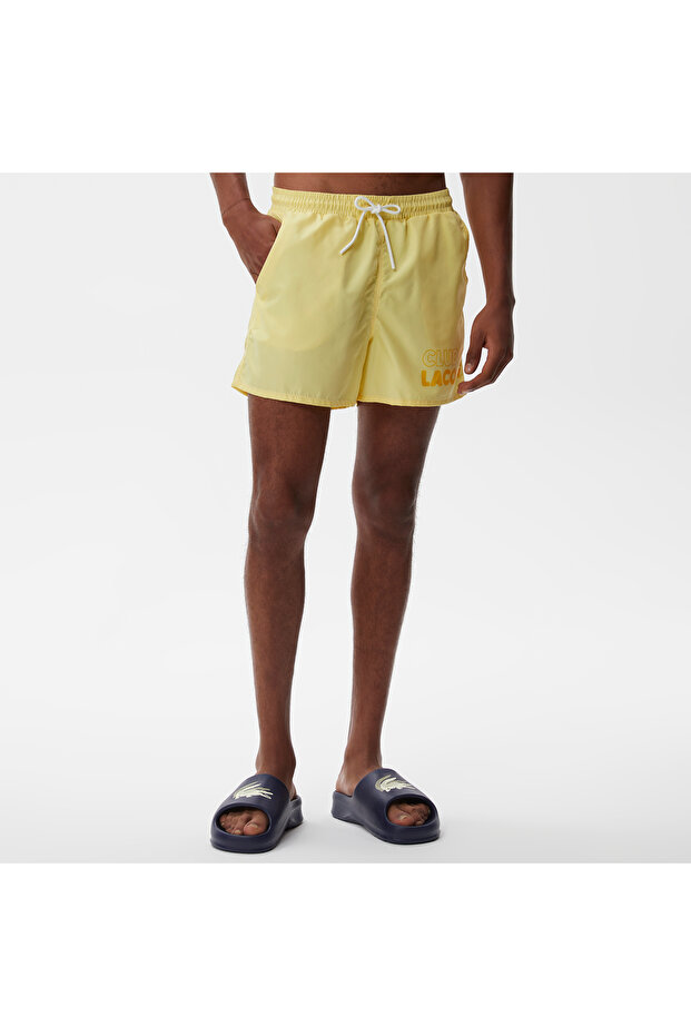 Erkek Baskılı Sarı Mayo Şort - 4